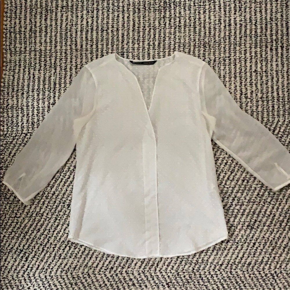 Zara semi sheer blouse